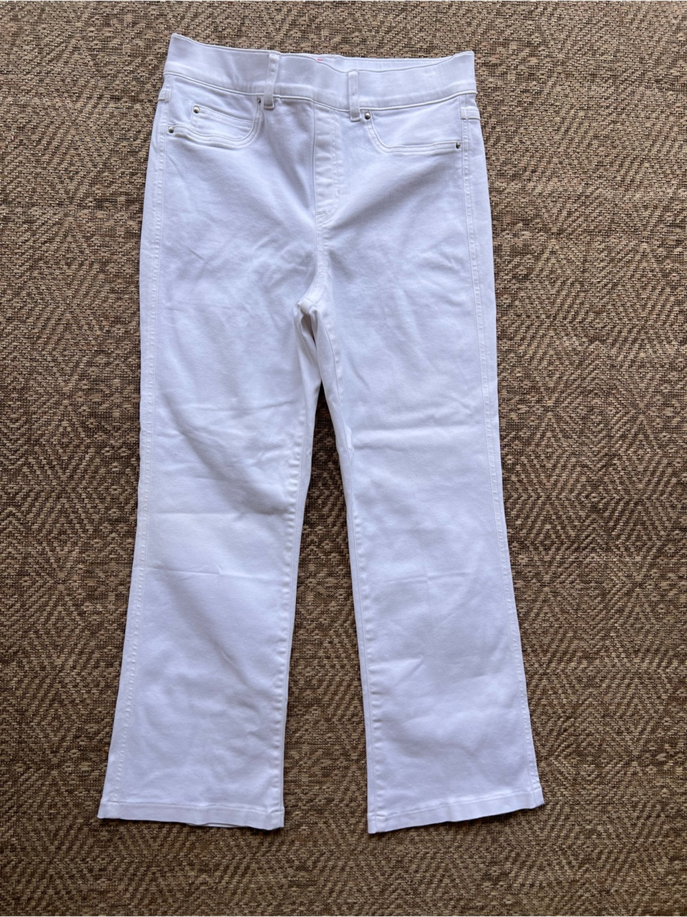SPANX White Pull On Flare Jeans Large High Rise Sculpting Stretch‎